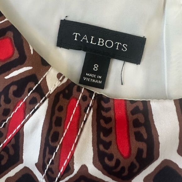 Talbots Red, Black & White Abstract Geometric Print Sleeveless Dress Size 8 - Picture 8 of 8